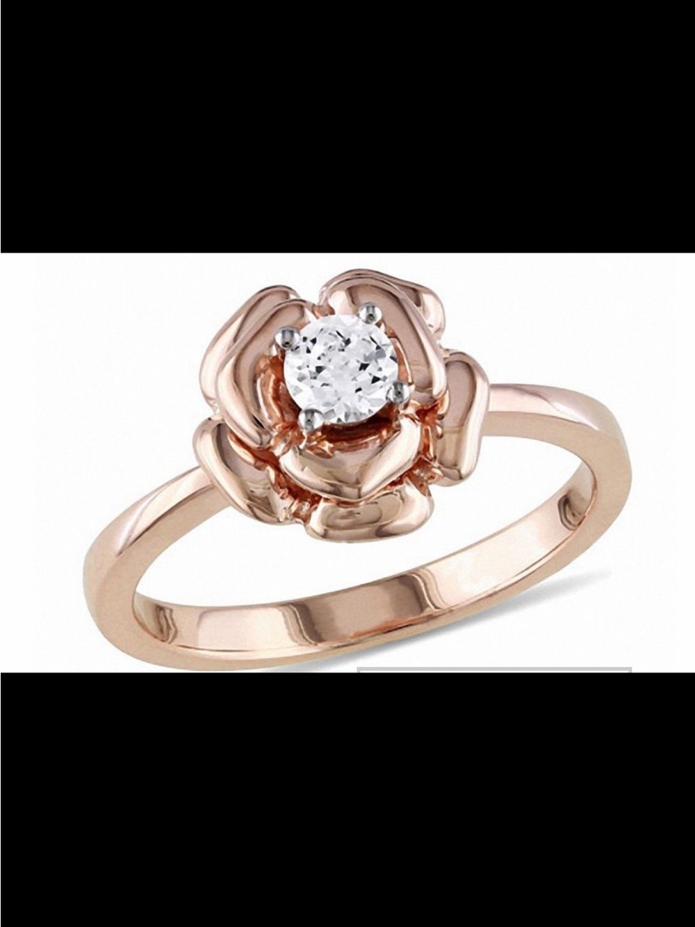 Peoples Jewellers White Lab-Created Sapphire Rose Ring in Sterling Silver with R